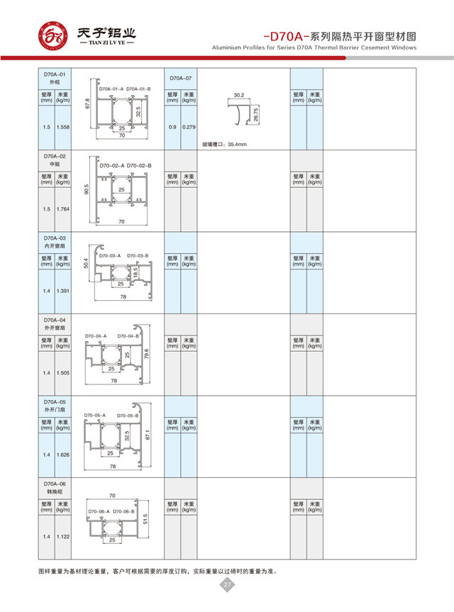 -D70A-系列隔热平开窗结构图